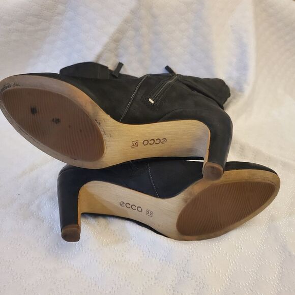 Ecco Black Black Leather Knee High Size 37 Boots - Picture 8 of 13